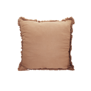 Terracotta Fringe Linen Cushion
