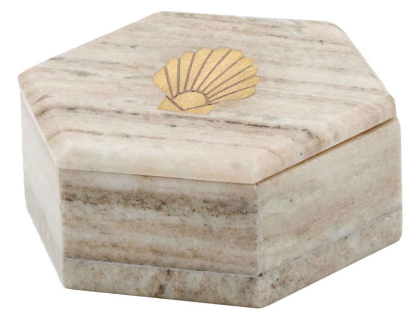 Marble box with brass shell