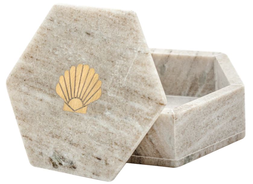 Marble box with brass shell