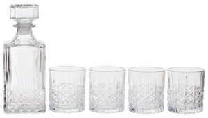 Diamond Pattern Decanter With Four Glasses