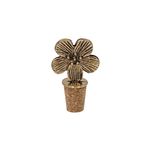 A La handmade flower brass bottle stopper 
