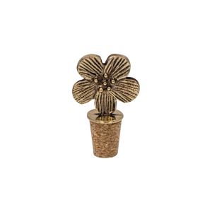 A La handmade flower brass bottle stopper 