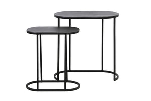 set of 2 black metal side table