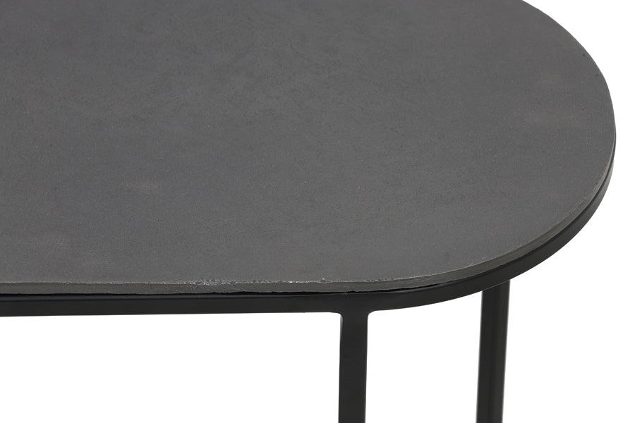 set of 2 black metal side table