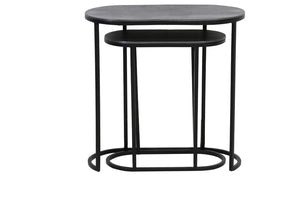 set of 2 black metal side table