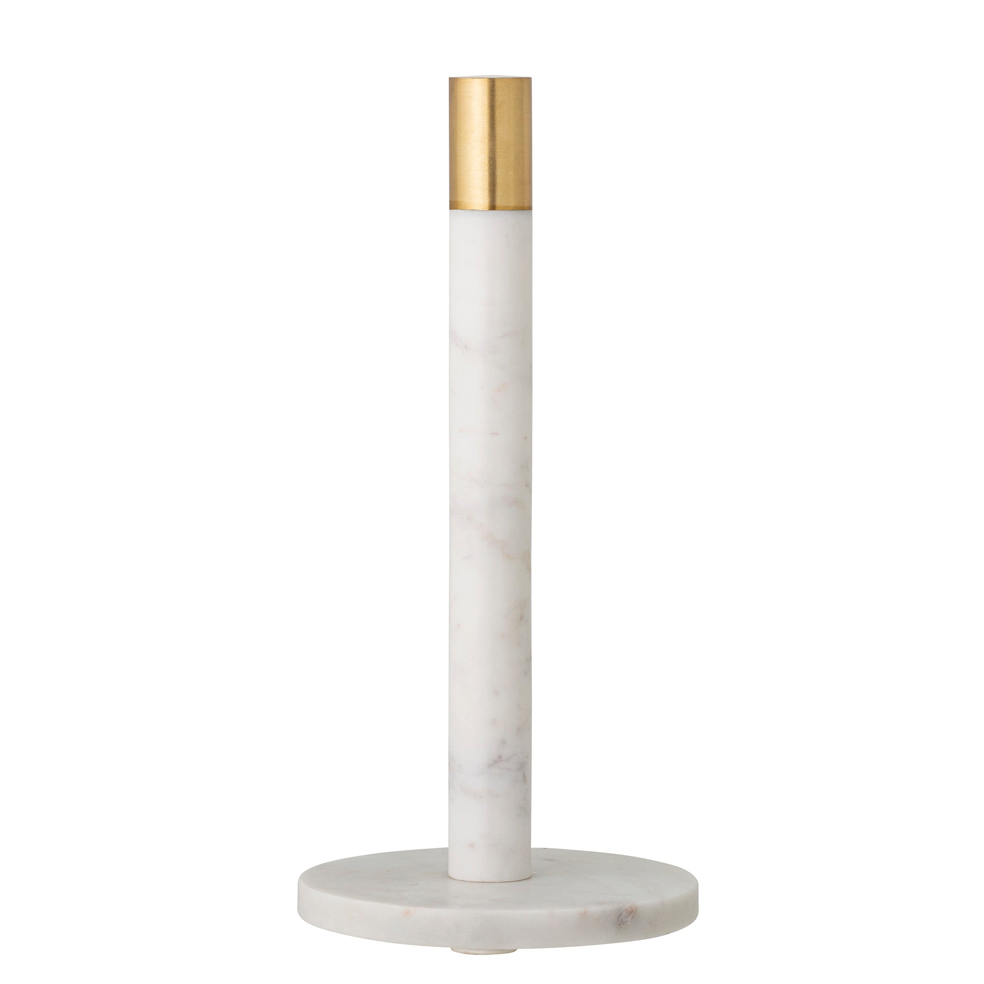 Marble Kitchen Roll Holder White and Gold Brass Paper Stand