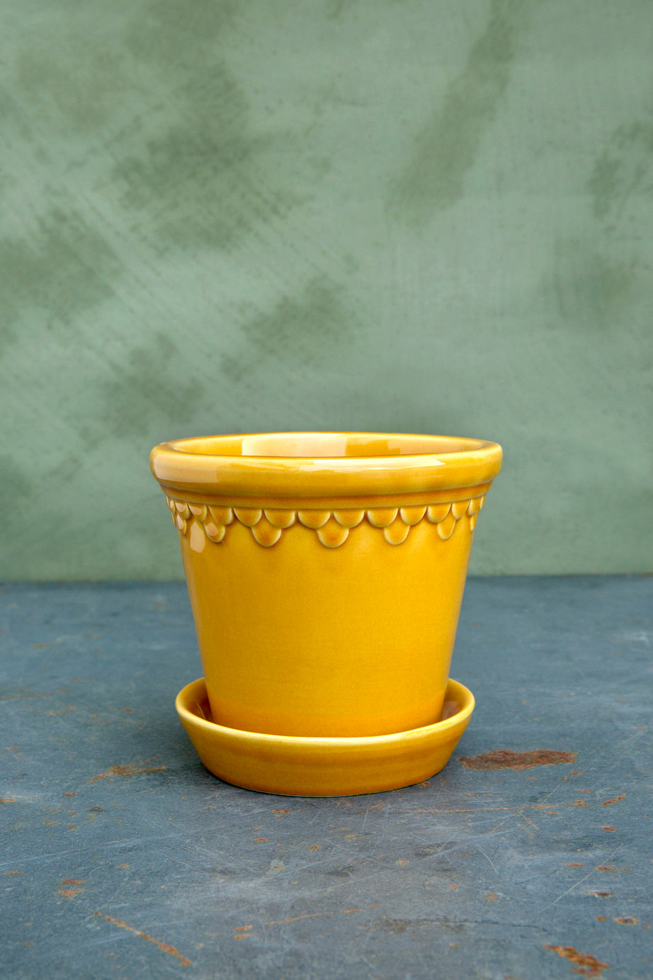 Yellow Glazed Handmade Ceramic Pot Bergs Potter Denmark