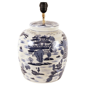 Blue and White Asian Ginger Jar Ceramic Porcelain Table Lamp Homeware House Decor