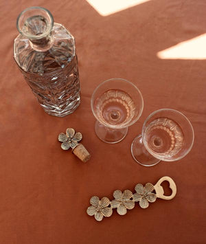 A La handmade flower brass bottle stopper 