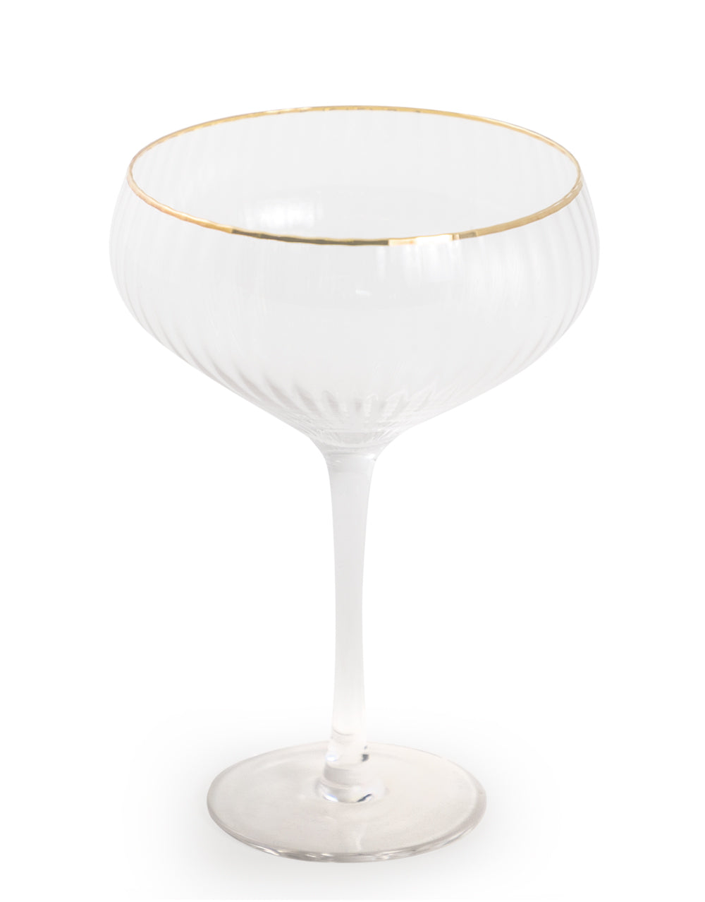 Ribbed Gold Rim Champagne Glasses, Set of 4