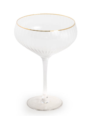 Ribbed Gold Rim Champagne Glasses