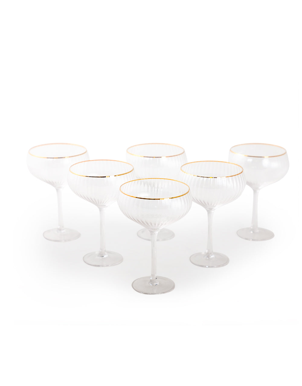 Ribbed Gold Rim Champagne Glasses