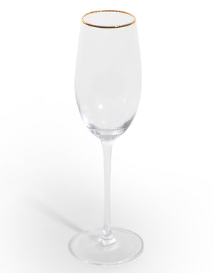 Ribbed Gold Rim Champagne Flutes