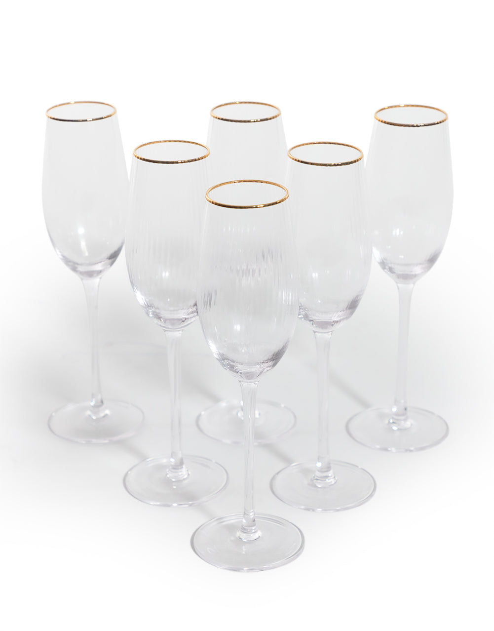 Ribbed Gold Rim Champagne Flutes