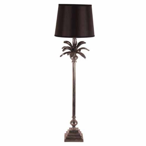 Silver Nickel palm tree table lamp black