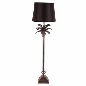 Silver Nickel palm tree table lamp black