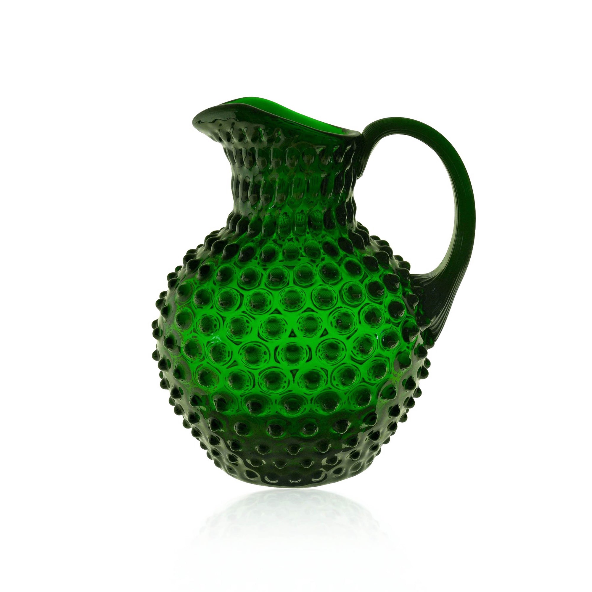Klimchi dark green hobnail crystal jug caraffe