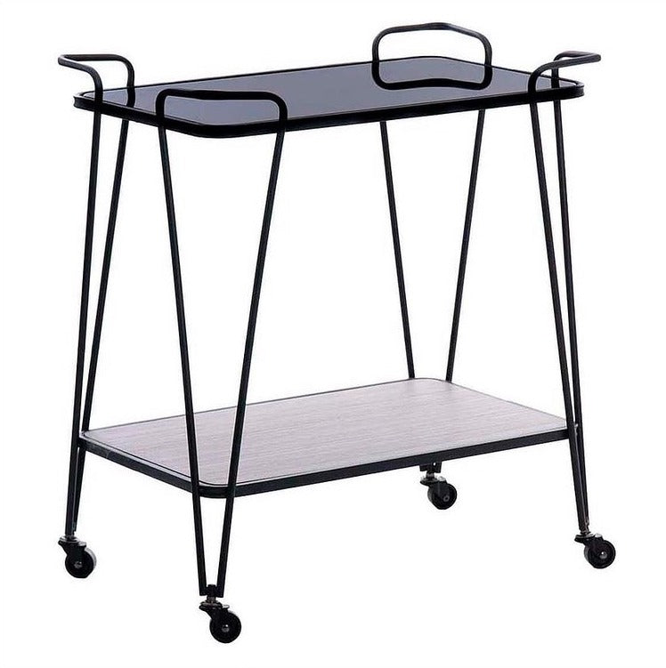 Black Metal Glass Trolley Industrial