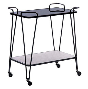 Black Metal Glass Trolley Industrial