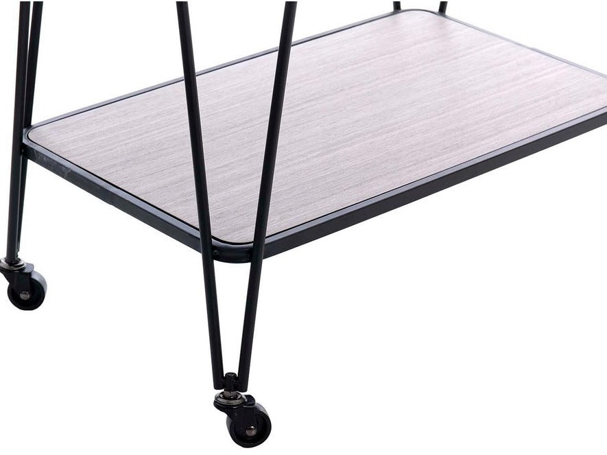 Black Metal Glass Trolley Industrial