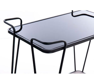 Black Metal Glass Trolley Industrial