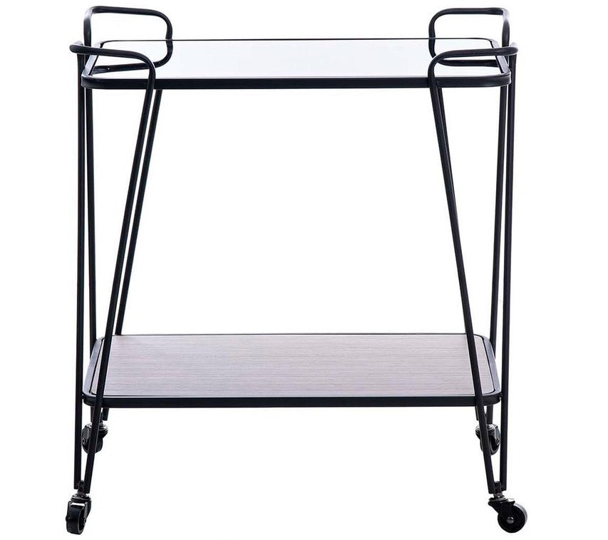 Black Metal Glass Trolley Industrial