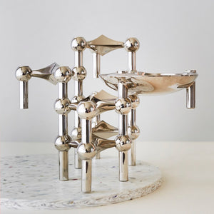 Stoff Nagel silver chrome candle holder