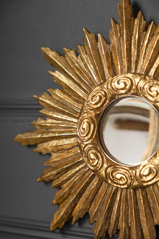 Antique Gold Star Convex Mirror - Copper & Plush