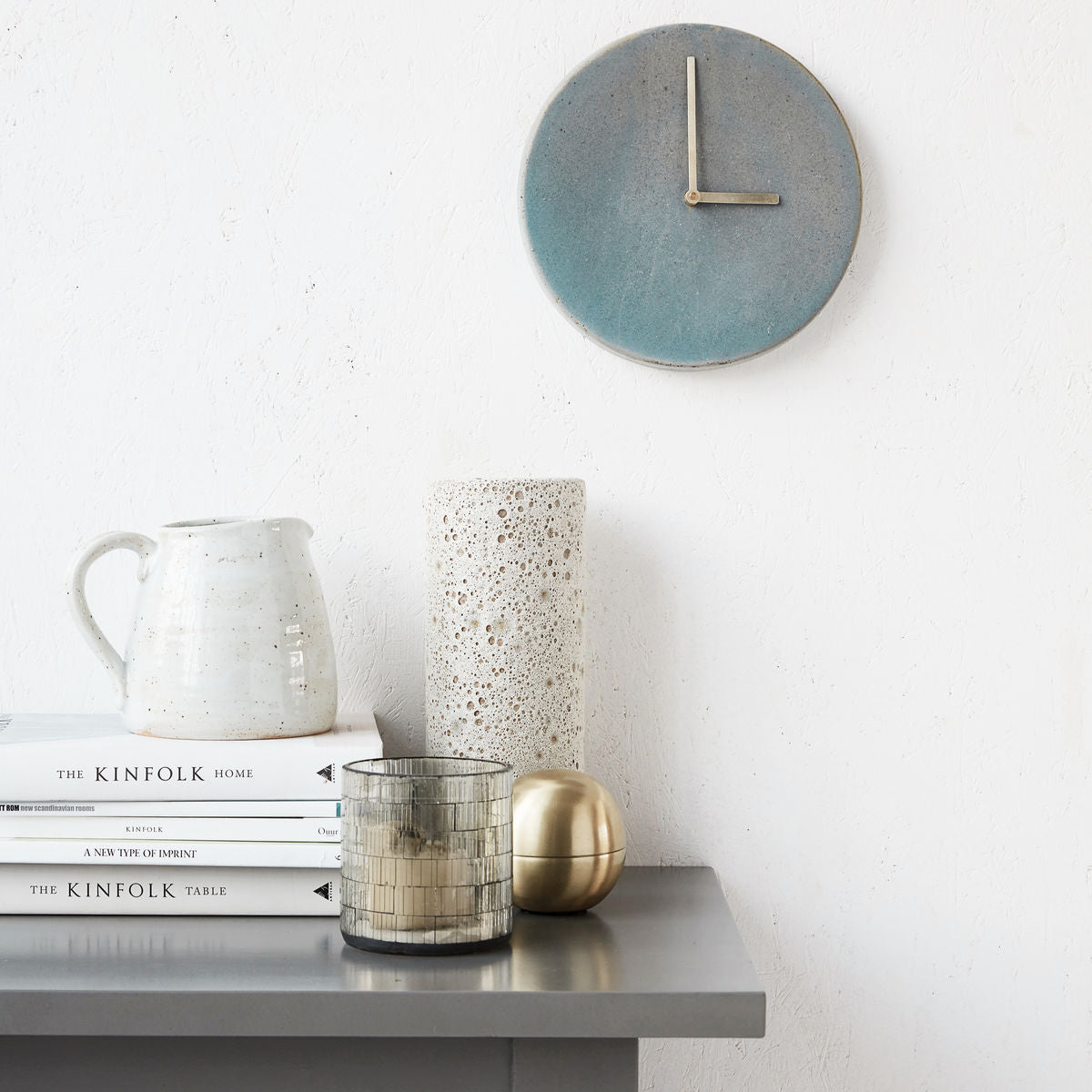 House Doctor stone concrete wall clock blue grey